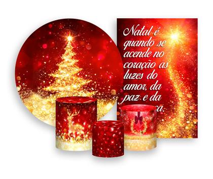 Imagem de Kit 2 Painéis De Festa + Trio De Capas Cilindro - Árvore de Natal Efeito Glitter Dourado 003