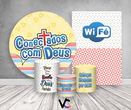 Imagem de Kit 2 Painéis De Festa + Trio De Capas Cilindro - Conectados com Deus 008