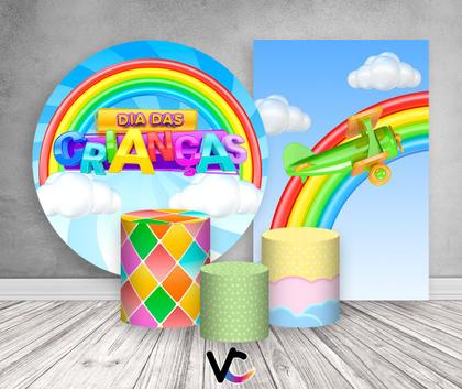 Imagem de Kit 2 Painéis De Festa + Trio De Capas Cilindro - Dia das Crianças Céu Arco-Íris 007