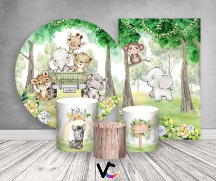 Imagem de Kit 2 Painéis De Festa + Trio De Capas Cilindro - Passeio no Safari 020