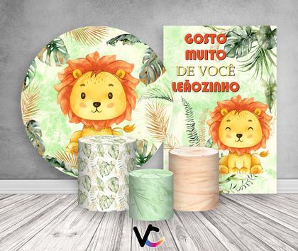 Imagem de Kit 2 Painéis De Festa + Trio De Capas Cilindro - Safari Gosto Tanto De Você Leãozinho 005