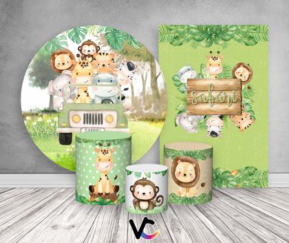 Imagem de Kit 2 Painéis De Festa + Trio De Capas Cilindro - Safari no Bosque Todos 001
