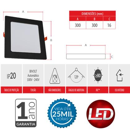 Imagem de Kit 2 Painel Plafon Pop Quadrado Embutir Luz Branco Frio 6500K Bivolt 24w Avant