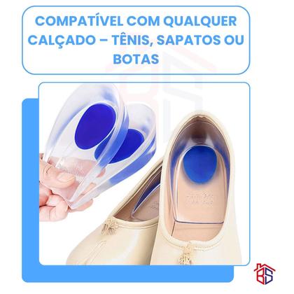 Imagem de Kit 2 Palmilha Ortopédica Silicone Gel Protetor Calcanhar Calcanheira Esporão Anti Impacto Tendão de Aquiles