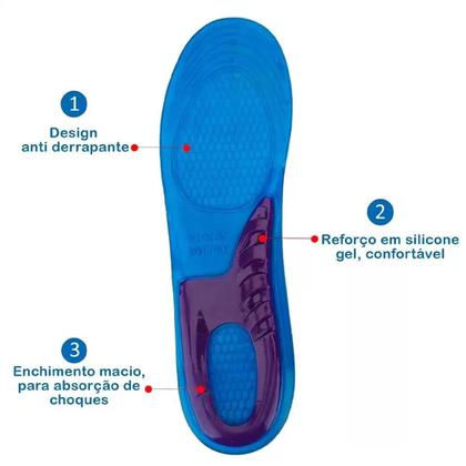 Imagem de Kit 2 Palmilha Silicone Gel Ortopédica Anti Impacto Pés Calcanhar Calcanheira Esporão Tendão de Aquiles