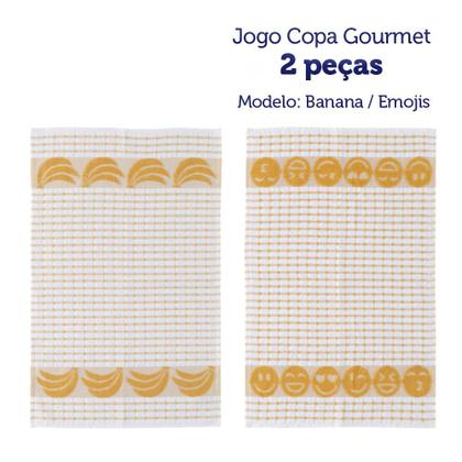 Imagem de Kit 2 Panos de Copa Felpudo Teka Gourmet - Banana e Emojis