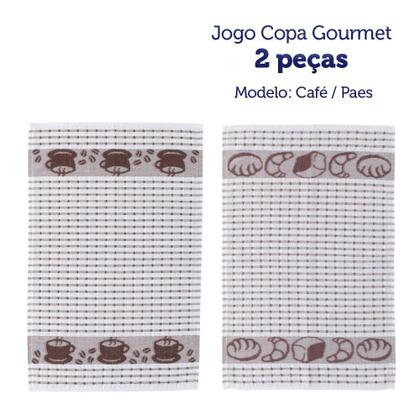 Imagem de Kit 2 Panos de Copa Felpudo Teka Gourmet - Café e Paes