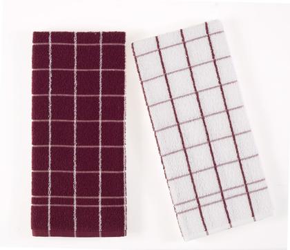 Imagem de Kit 2 Panos de copa prato xadrez felpudos atoalhado 100% algodão - Teka