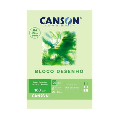 Imagem de Kit 2 Papel Canson bloco para desenho branco A4 180gr, 210mm x 297mm, com 20 folhas