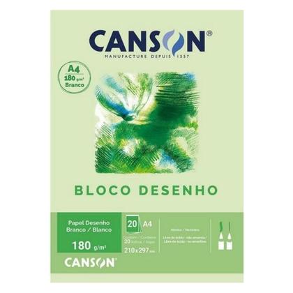 Imagem de Kit 2 Papel Canson bloco para desenho branco A4 180gr, 210mm x 297mm, com 20 folhas