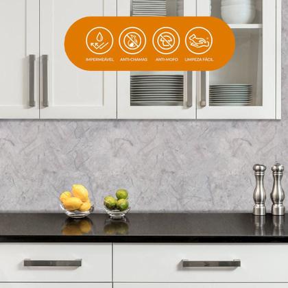 Imagem de Kit 2 Papel de Parede Adesivo Lavavel Pedra Marmore Cinza Claro 10M