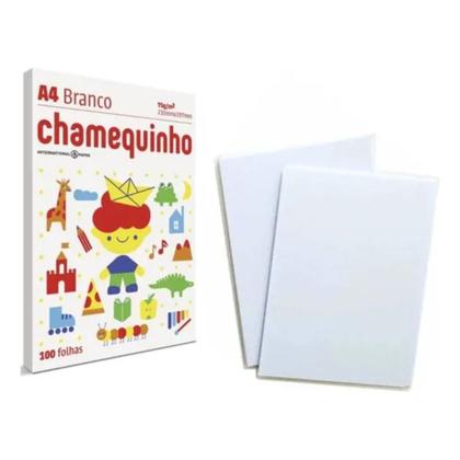Imagem de Kit 2 Papel Sulfite A4 Chamequinho Pacote 100 Folhas Chamex Branco