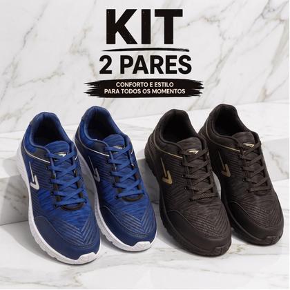 Imagem de Kit 2 Pares Box 200 Tênis Esportivo Masculino Para Academia Tamanho Especial Grande 44 45 46 47 48 49