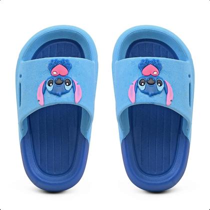 Imagem de Kit 2 Pares Chinelo Slide Bicolor E Slide Nuvem Stitch Menino Menina Novidade
