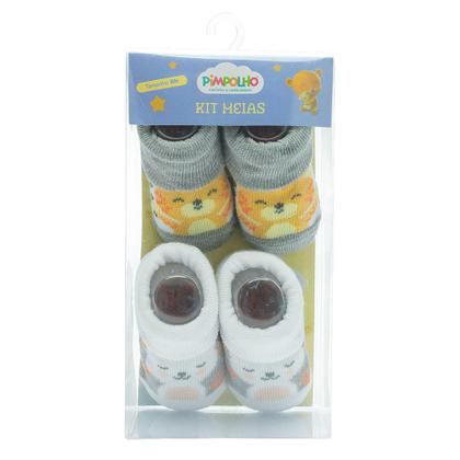 Imagem de Kit 2 Pares de Meia para Bebê RN Menino Pimpolho - Ref. 91334