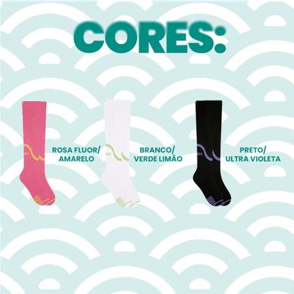 Imagem de Kit 2 Pares De Meias 3/4 Compressão Feminina Performance Para Corrida Treino Fitness