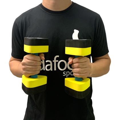 Imagem de Kit 2 Pares Halteres Hidroginástica em EVA P 1-2kg e M 2-3kg Preto/Amarelo Dafoca Sports