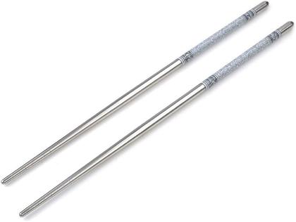 Imagem de Kit 2 pares hashi inox reutilizável (4 pauzinhos japoneses)