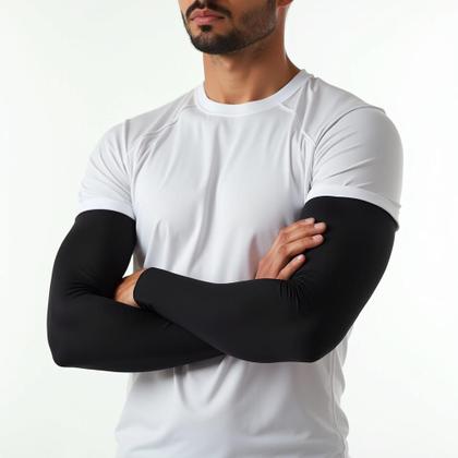 Imagem de Kit 2 Pares Manguito Proteção Solar UV50 Poliamida Toque Gelado Unissex Manga Braço Mangote Esportivo Motoqueiro Ciclista