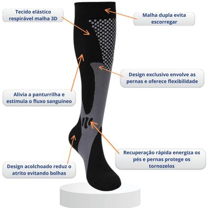 Imagem de Kit 2 pares meia compressão fascite plantar varizes trombose