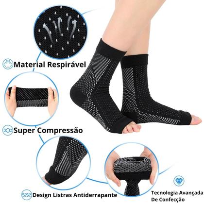 Imagem de Kit 2 Pares Meias Compressão Alívio Para Pés dores fascite