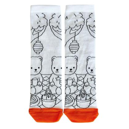 Imagem de Kit 2 Pares Meias Infantil Para Pintar Colorir Personalizar Divertir Com Canetas Coloridas Hidrocor Menino Menina