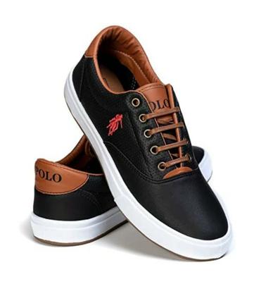 Imagem de Kit 2 Pares Sapatênis Masculino Casual Polo Tenis Macio Leve e Confortável - Preto/Bege