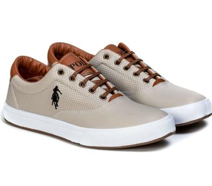 Imagem de Kit 2 Pares Sapatênis Masculino Casual Polo Tenis Macio Leve e Confortável - Preto/Bege