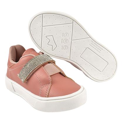 Imagem de Kit 2 Pares Tênis Branco Corações e Tênis Rosa Escuro Strass Infantil Feminino