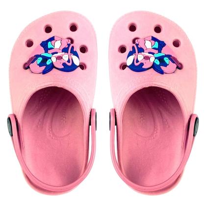 Imagem de Kit 2 Pares Tênis Infantil Menina Calce Fácil e Babuche Personagem Stitch Sandália Confortável Macia