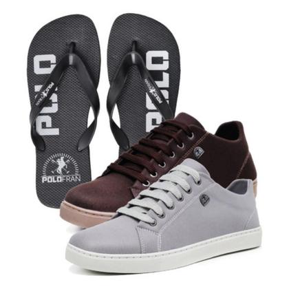 Imagem de Kit 2 Pares Tênis Masculino Sapato Polofran Casual + Chinelo