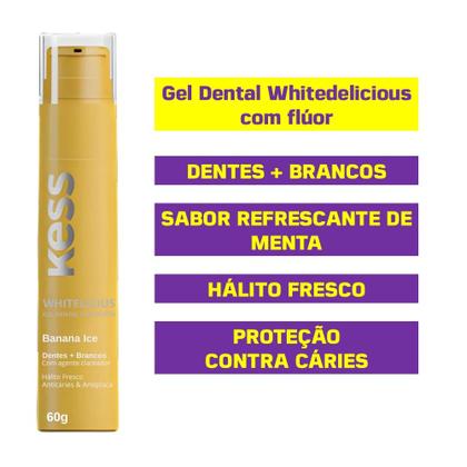 Imagem de Kit 2 Pasta de Dente Gel Dental Creme Whitedelicious Kess Banana Ice 60g