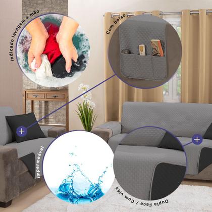 Imagem de Kit 2 Pçs Capa Protetora de Sofá King 2 e 3 Lugares Impermeável Dupla Face