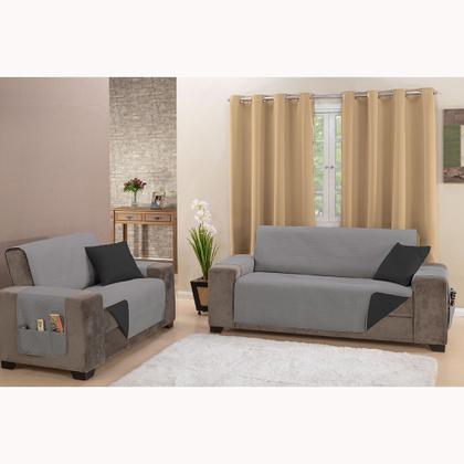 Imagem de Kit 2 Pçs Capa Protetora de Sofá King 2 e 3 Lugares Impermeável Dupla Face