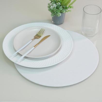 Imagem de Kit 2 Pçs Capa Sousplat Basic Liso Tecido Oxford e Base MDF 1 Lugar 35x35cm Variação:Branco