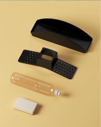 Imagem de Kit 2 Pçs Cozinha Organizador Pia Detergente Lixeira Click 5L Preto - Coza