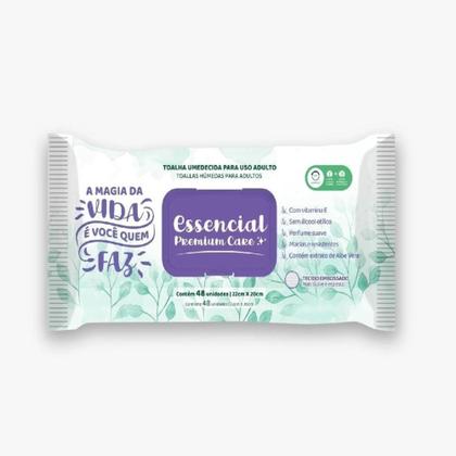 Imagem de Kit 2 Pct Toalha Umedecida P/Adulto Geriátrico Essencial Premium Care 48 Unidades