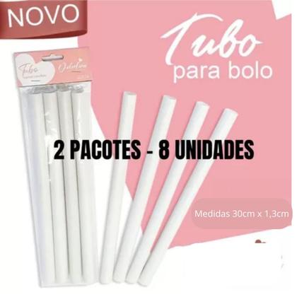 Imagem de Kit 2 Pcte C/ 8 Unid. Tubo Suporte Para Bolo 30cm x1,3cm