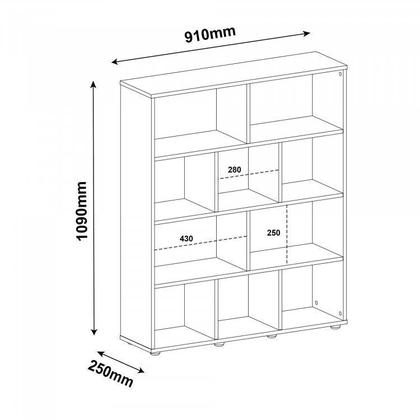 Imagem de Kit 2 Peças 1 Escrivaninha 4 Nichos e 1 Estante para Livro 10 Nichos