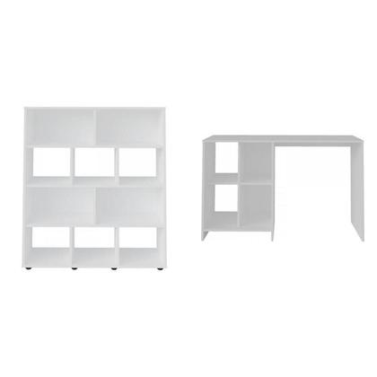 Imagem de Kit 2 Peças 1 Escrivaninha 4 Nichos e 1 Estante para Livro 10 Nichos