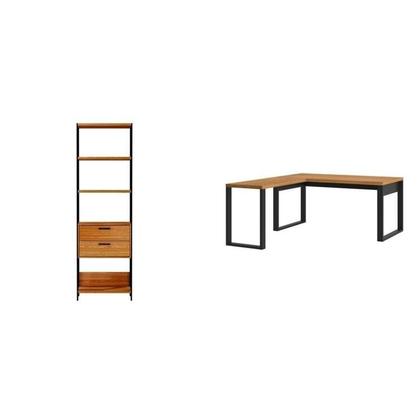 Imagem de Kit 2 Peças 100% Mdf com Escrivaninha em L e Estante para Livros