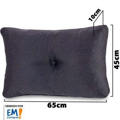 Imagem de Kit 2 Peças Almofada Com Enchimento Flocos De Espuma Capitone Com Botão Jacquard Chumbo 45x65cm - BF Colchões