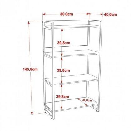 Imagem de Kit 2 Peças com 1 Escrivaninha em L e 1 Estante 4 Prateleiras Kuadra