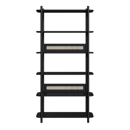 Imagem de Kit 2 Peças com Escrivaninha 2 Gavetas e Estante Palhinha Pé Madeira