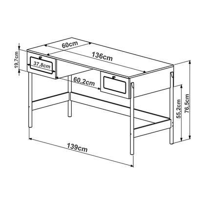 Imagem de Kit 2 Peças com Escrivaninha 2 Gavetas e Estante Palhinha Pé Madeira