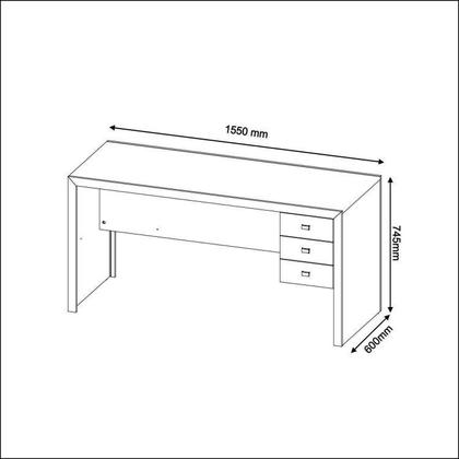 Imagem de Kit 2 Peças com Escrivaninha 3 Gavetas com Cadeira de Escritório Diretor Tela Mesh