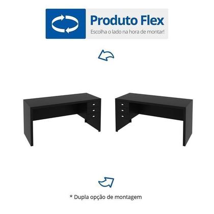 Imagem de Kit 2 Peças com Escrivaninha 3 Gavetas com Cadeira de Escritório Diretor Tela Mesh