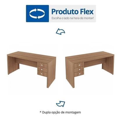 Imagem de Kit 2 Peças com Escrivaninha 3 Gavetas com Cadeira de Escritório Diretor Tela Mesh