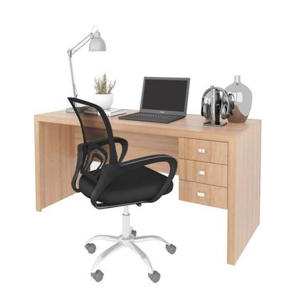 Imagem de Kit 2 Peças com Escrivaninha 3 Gavetas com Cadeira de Escritório Diretor Tela Mesh