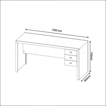 Imagem de Kit 2 Peças com Escrivaninha 3 Gavetas e Armário Baixo  2 Portas